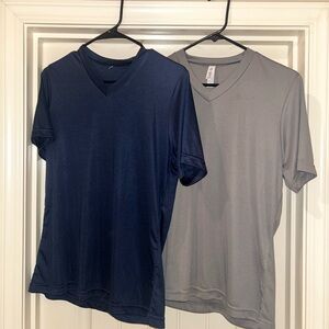 Women's Performance V-Neck T-Shirt Set - Navy Blue and Gray